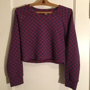 print long sleeve crop top