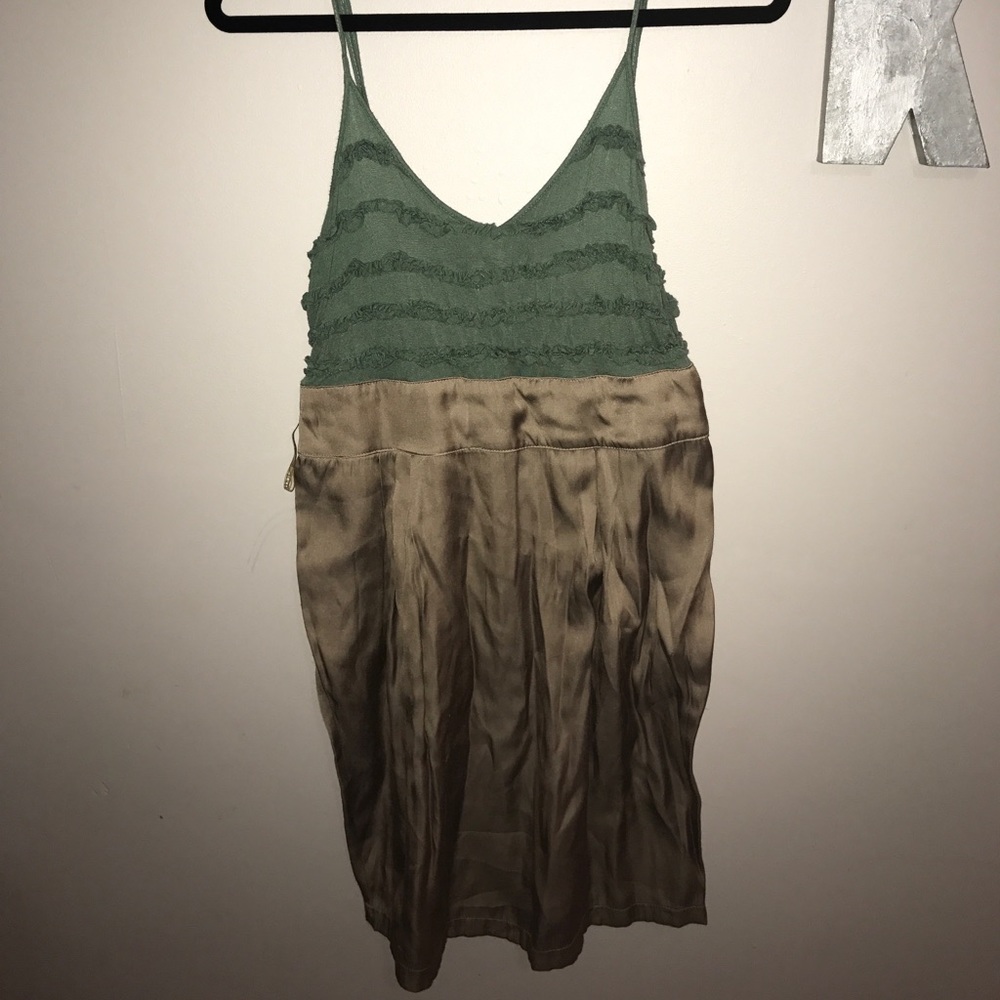 Ruffle and silk dress.