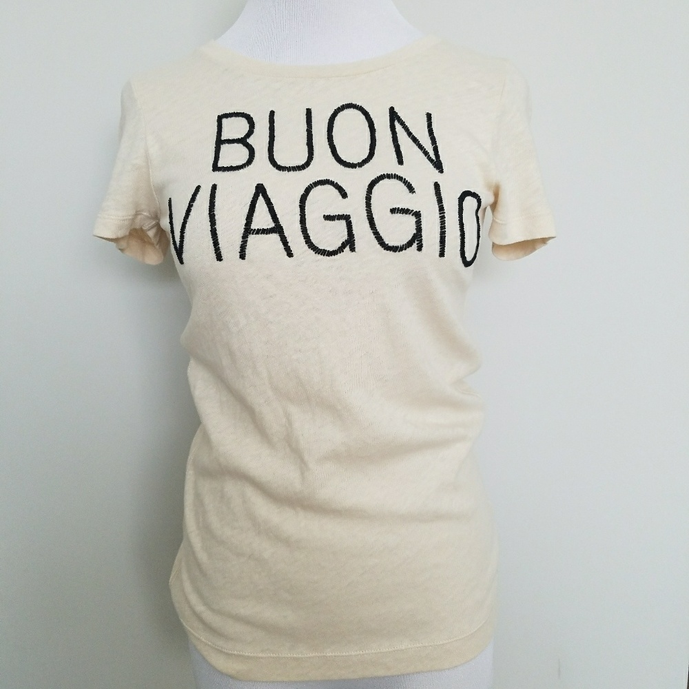J Crew Beaded Buon Viaggio tee