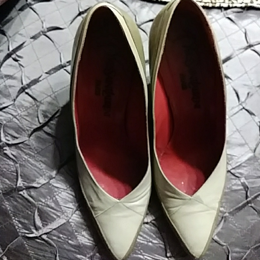YSL tan and bone heel