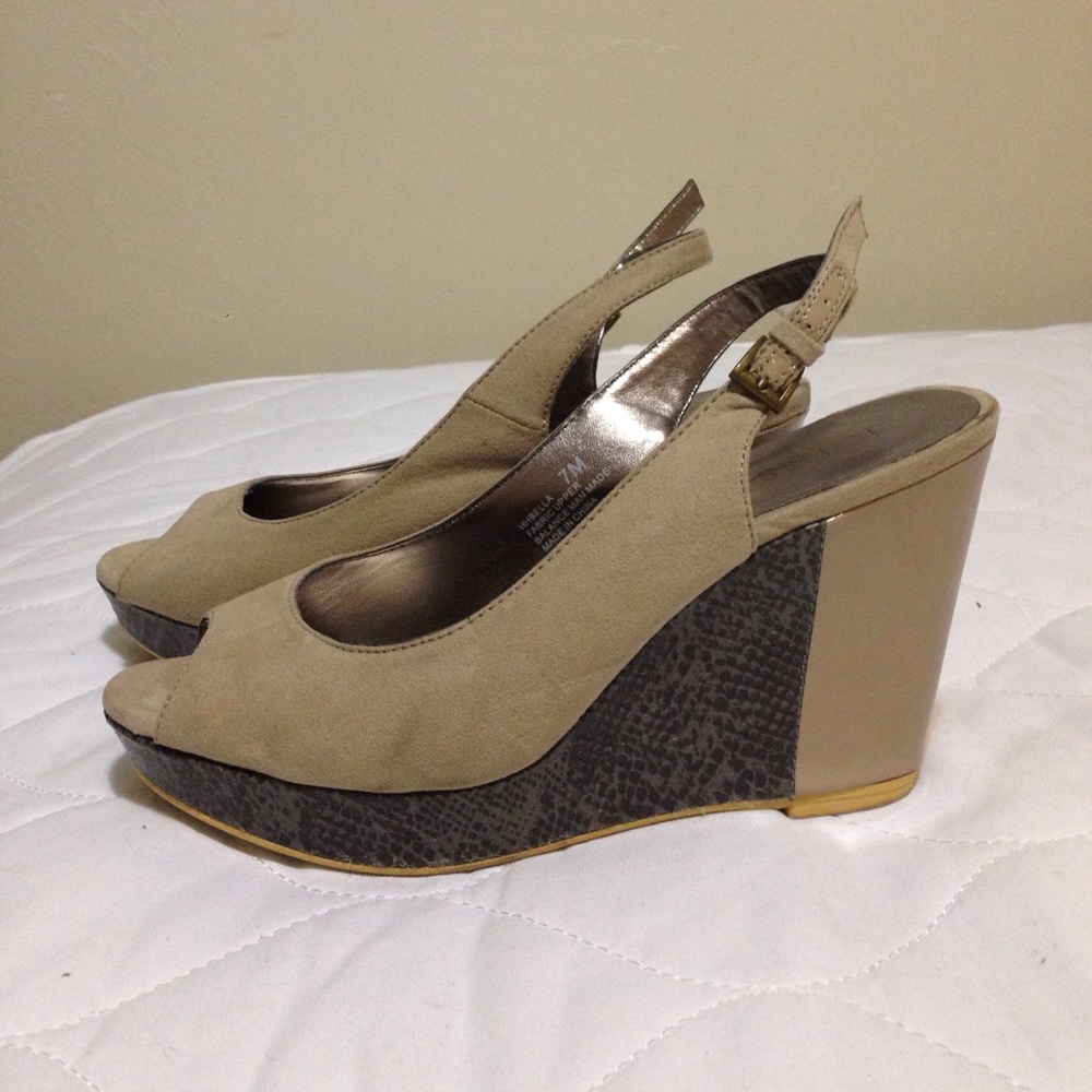 Tan wedge heels