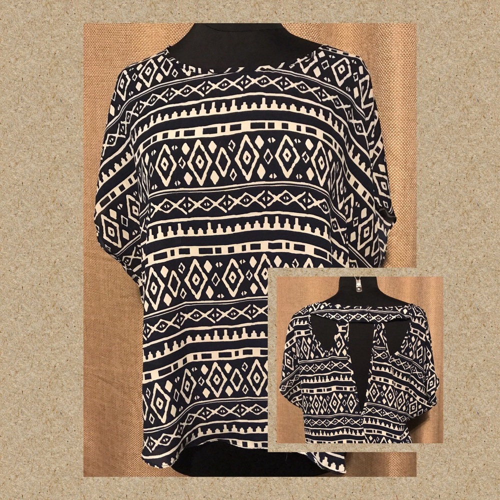 Aztec blouse with cutout back