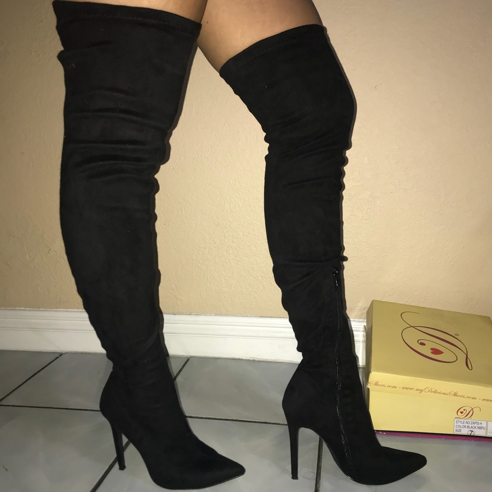 Liliana black thigh high boots