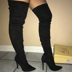 Liliana black thigh high boots