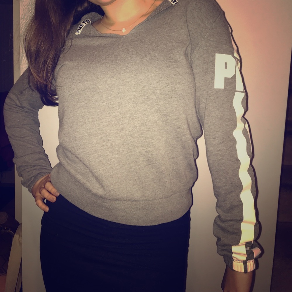 Grey “pink” hoodie