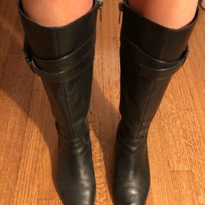 Black leather Coach boots