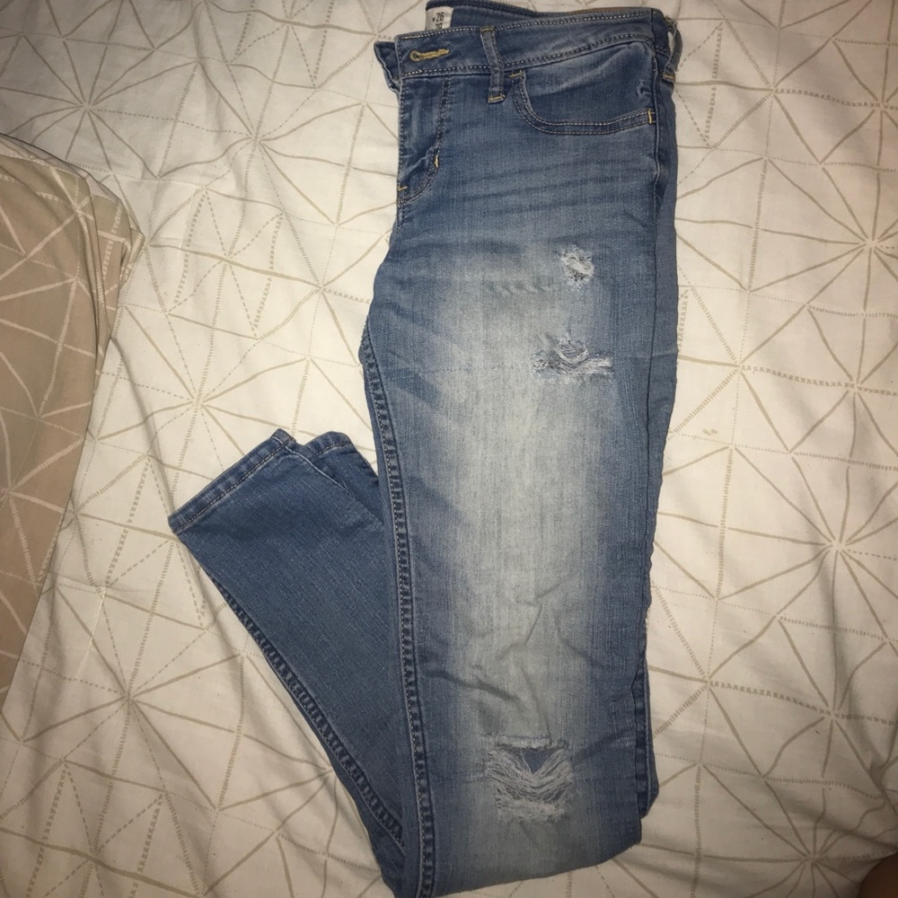 Slightly worn , skinny jeans