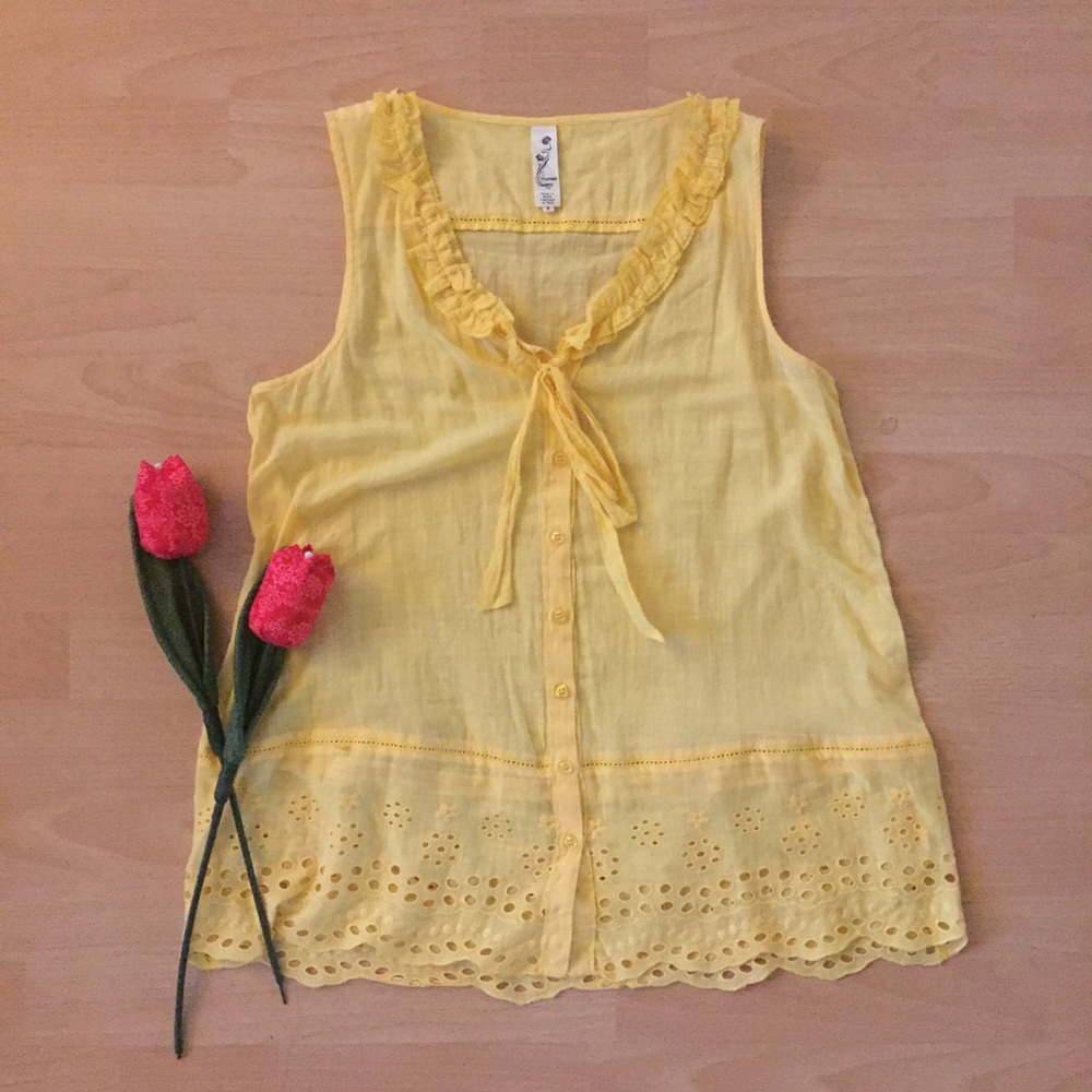 Anthropologie Floreat Yellow Blouse Size 4