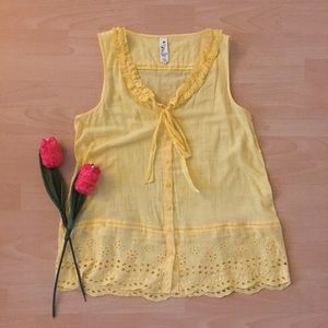 Anthropologie Floreat Yellow Blouse Size 4
