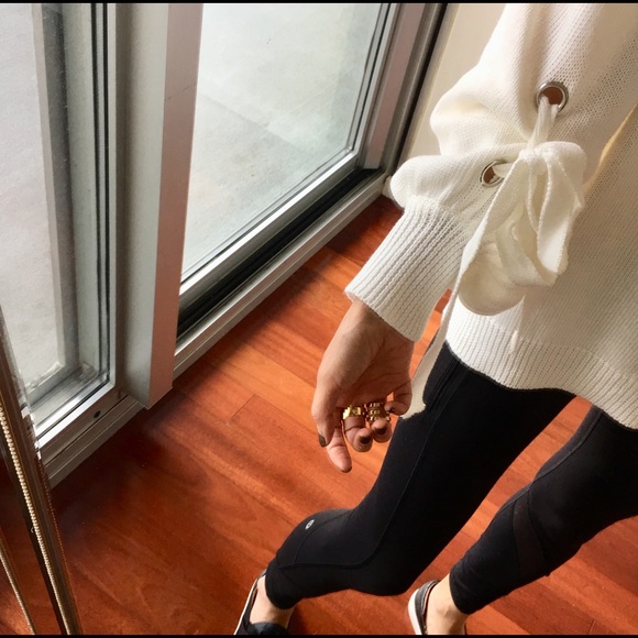 LEFT in M/L only:Relaxed Ivory Sweater w arm décor - Picture 3 of 4