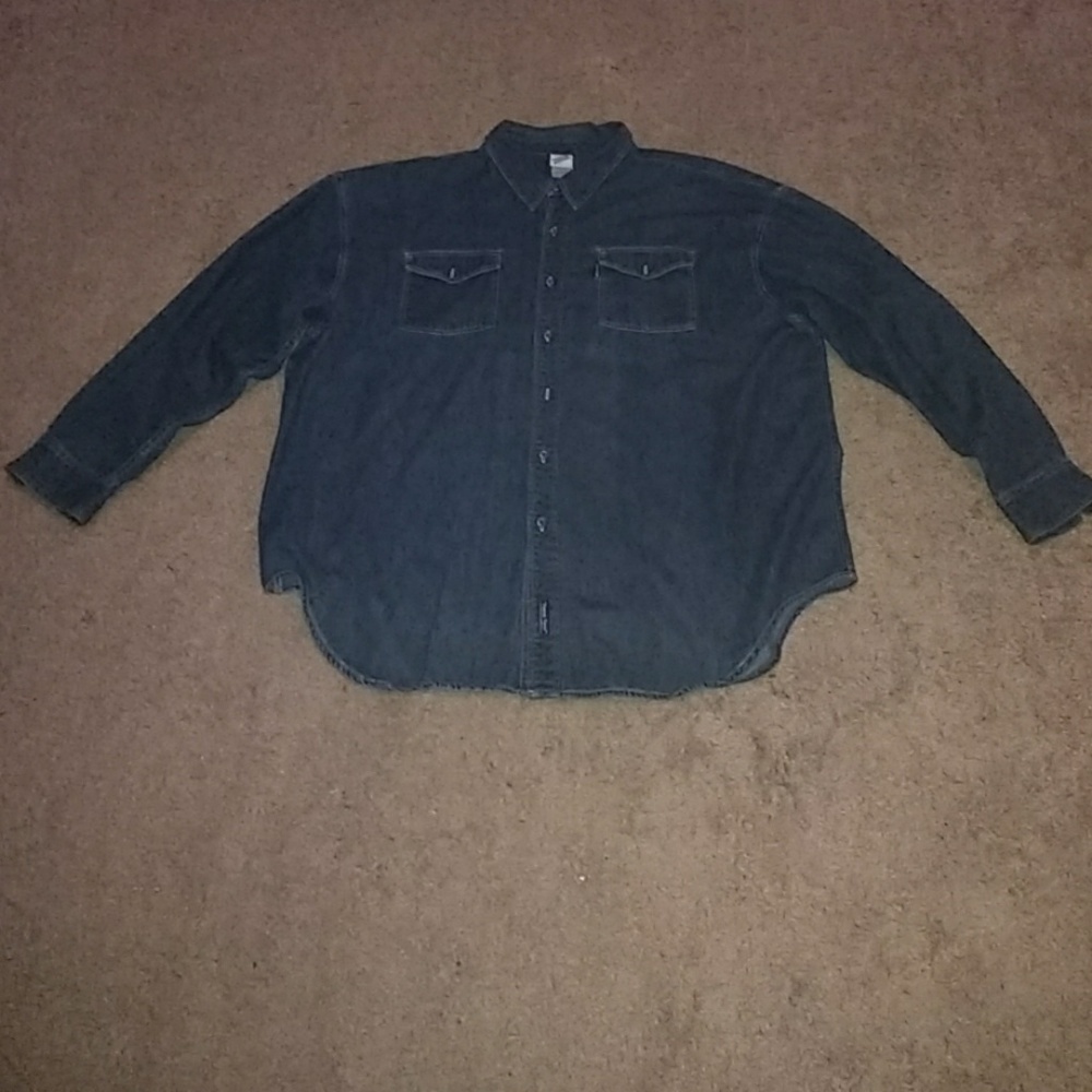Denim Button Down Shirt Warner Bros Logo on Back