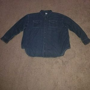 Denim Button Down Shirt Warner Bros Logo on Back