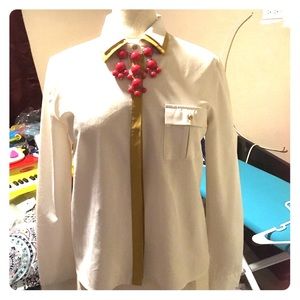 Biege color blouse with yellow linings nice