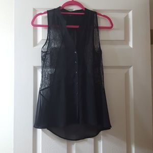 NWOT Guess black sheer/lace sleeveless top