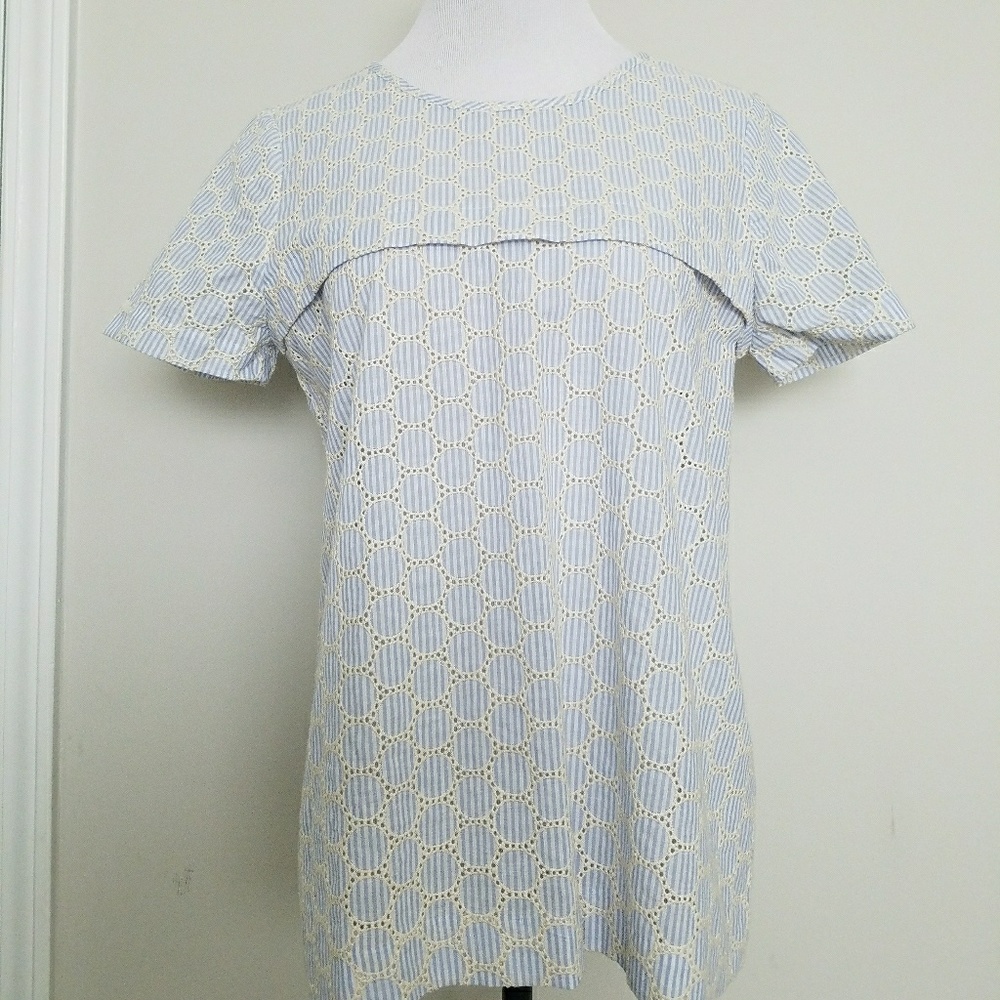 J Crew Seersucker eyelet top