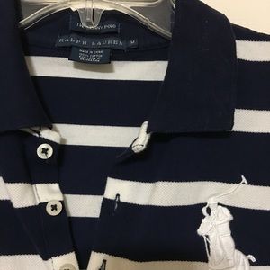 AUTH Ralph Lauren striped polo 👚 shirt Navy White