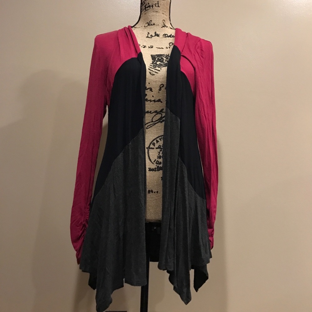 Pink gray and black cardigan