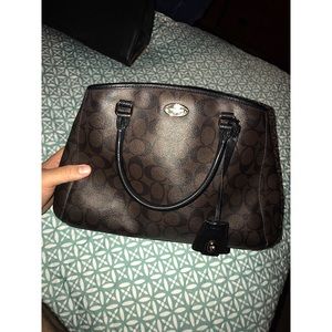 Dark Brown & Black Coach Purse w/ Matching Wallet