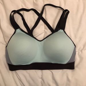Blue and gray champion sports bra