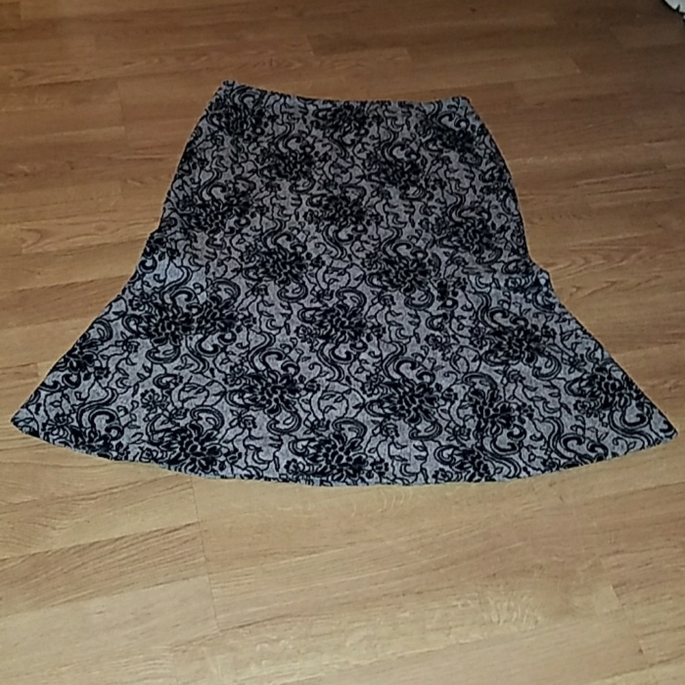 Wool Blend Velvet Burnout Floral Print Fit & Flair