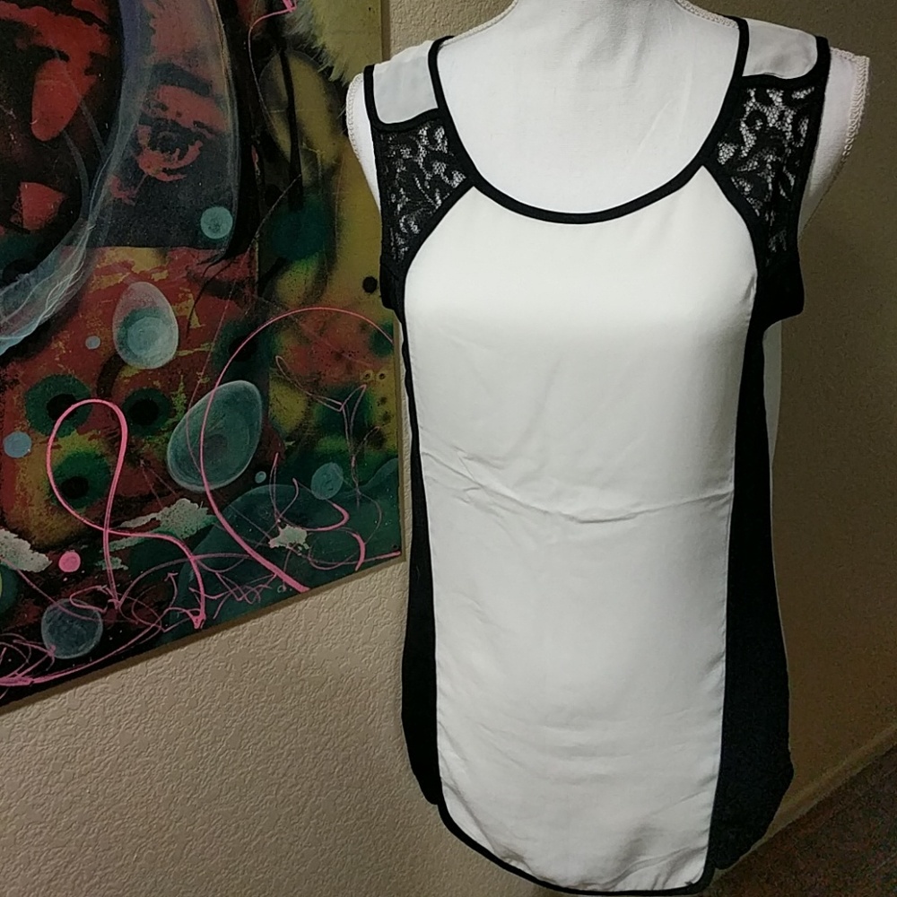 The Limited black and white lace blouse