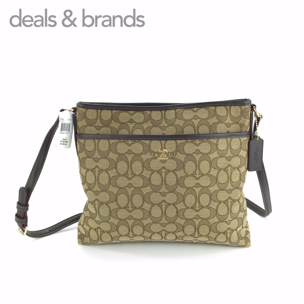 NWT COACH Outline Signature File Crossbody Bag