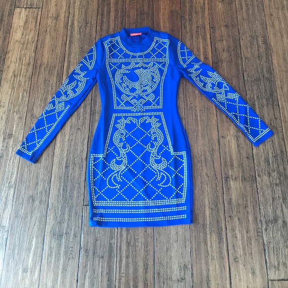 Royal Blue Studded Dress - Picture 3 of 4