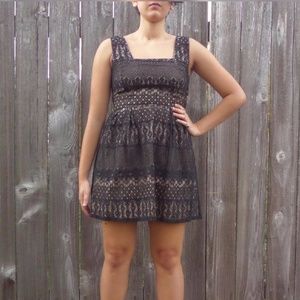 Black/Cream Lace Overlay Dress