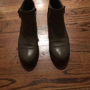 Grey leather booties