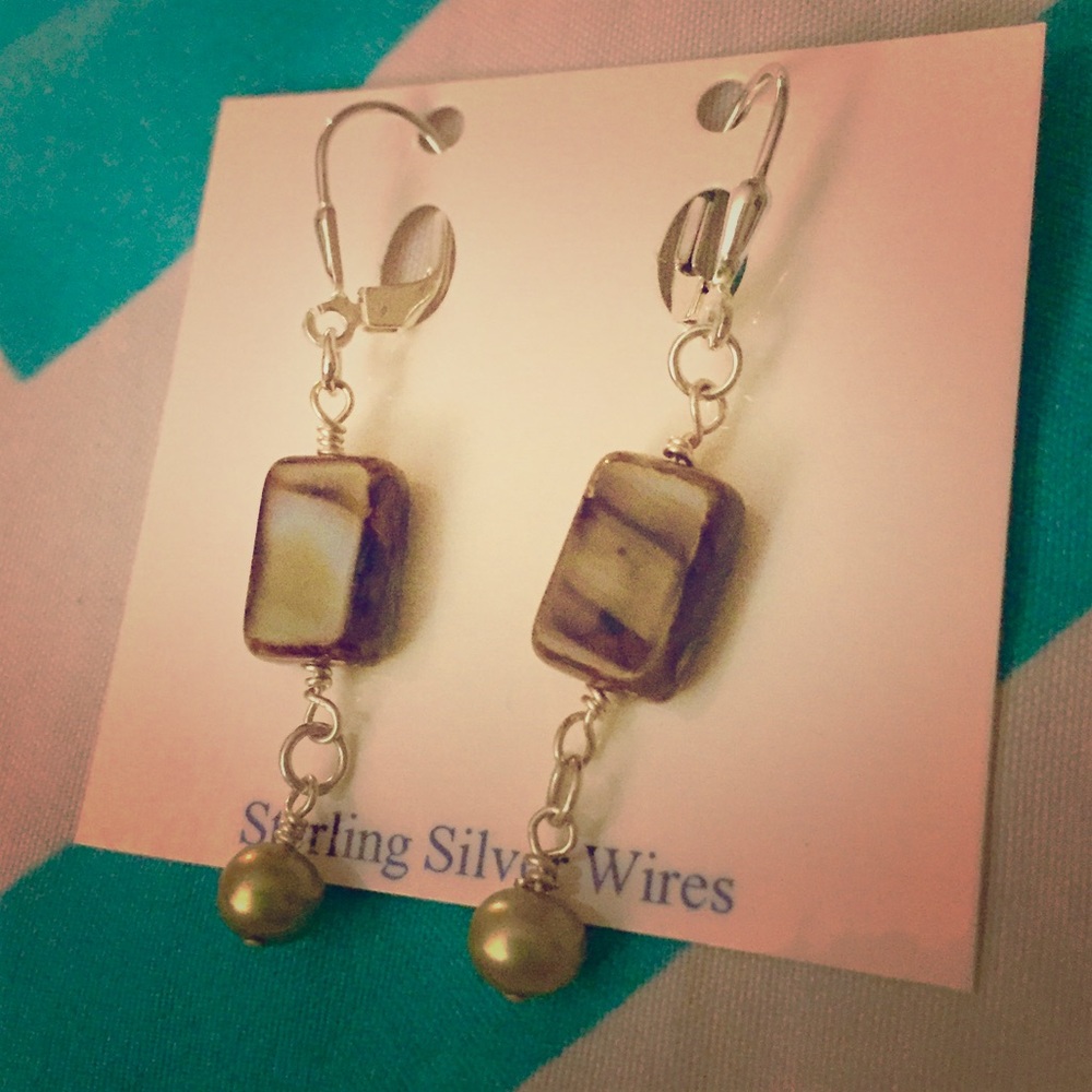 Sterling Silver Earrings: iridescent navy