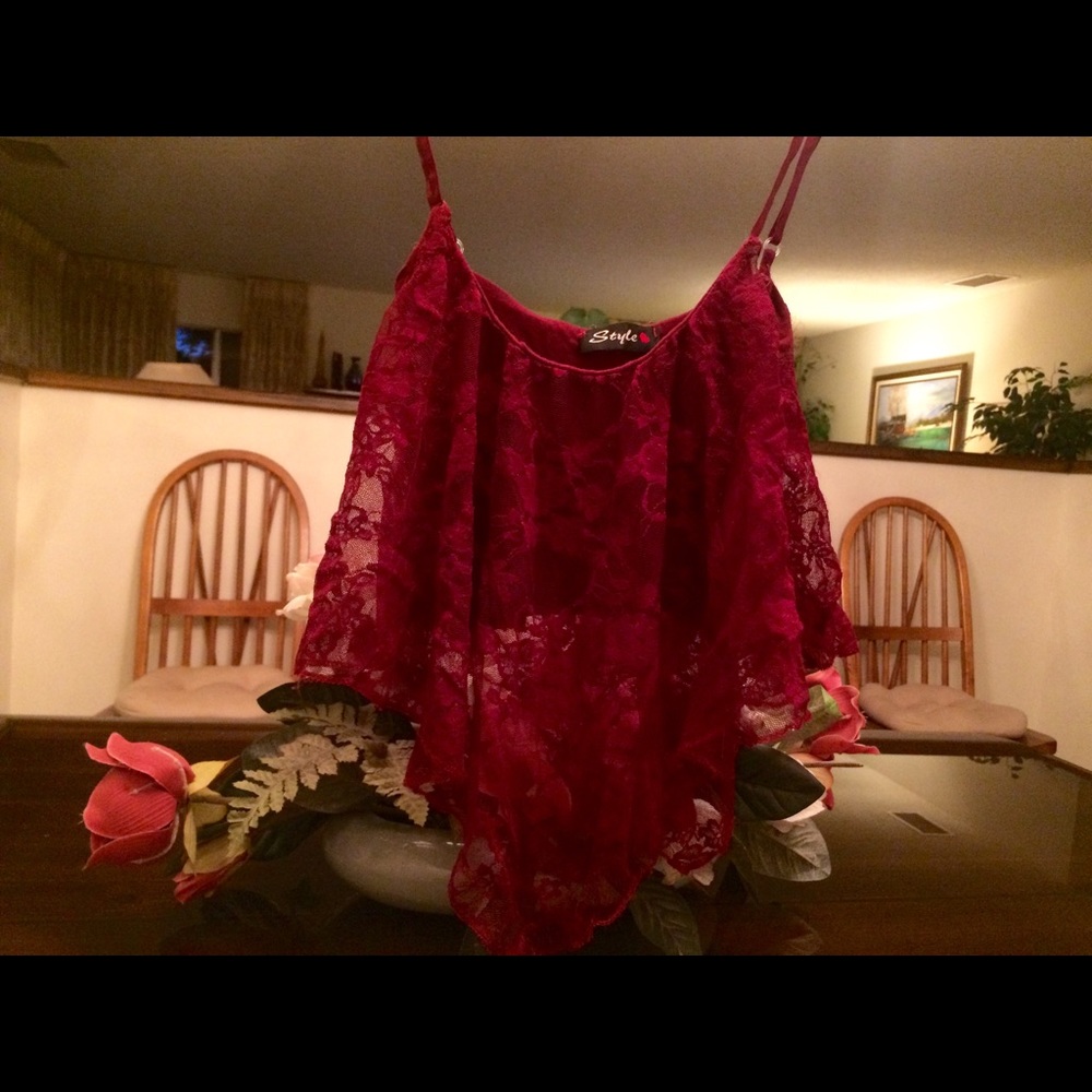 Maroon Lace A-line Crop