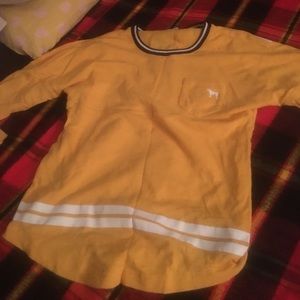 Long sleeve yellow Victoria secret crew