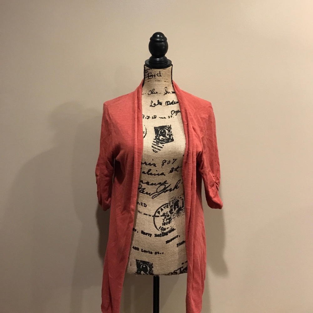 3/4 sleeve orange cardigan