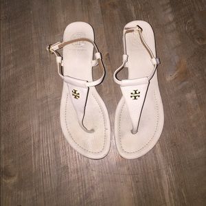 Tory burch white wedge sandals