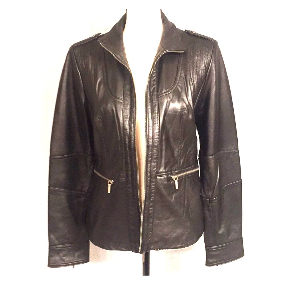 Kenneth Cole Reaction Black Leather Jacket medium