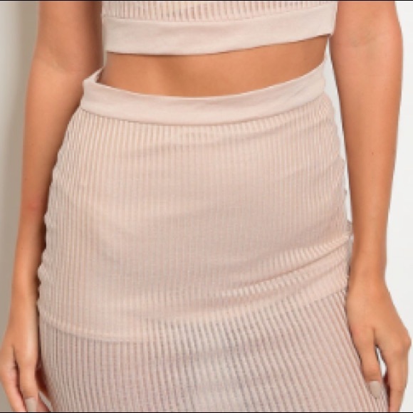 Nude mesh 2 piece top & skirt set, NEW! - Picture 4 of 6
