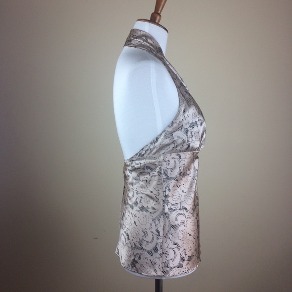 Express Sexy Halter Top Stretch Silk Lace Pattern - Picture 7 of 8