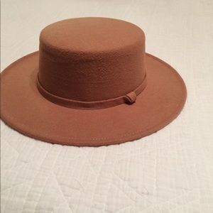 Tan Flat Brim Hat