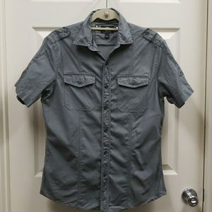 Men's gray casual button down shirt