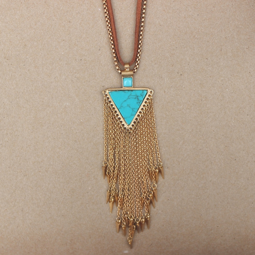 ☄Tiger Lily Geometric Turquoise Necklace☄