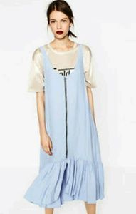 Zara Sky Blue Zipped Midi Dress