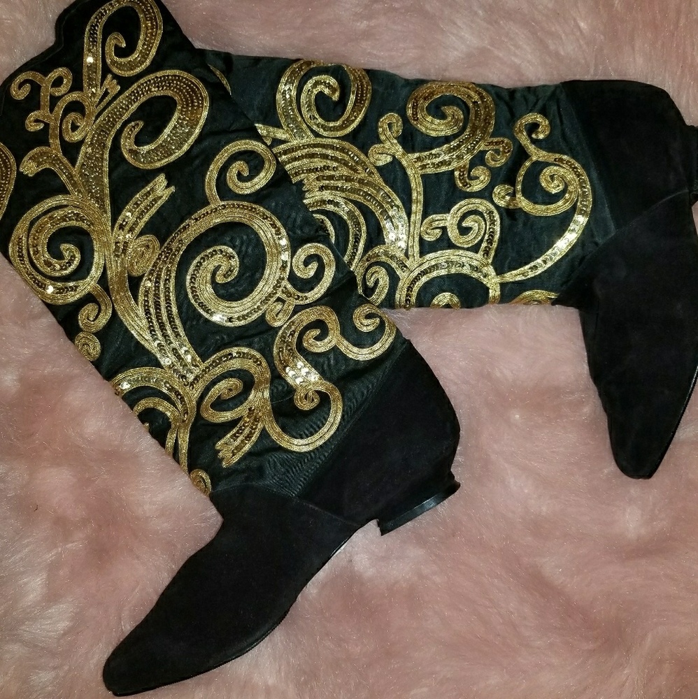 Sequin Knee High Boots