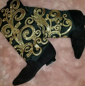 Sequin Knee High Boots