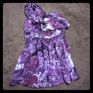 One shoulder blouse, purple floral, NWT