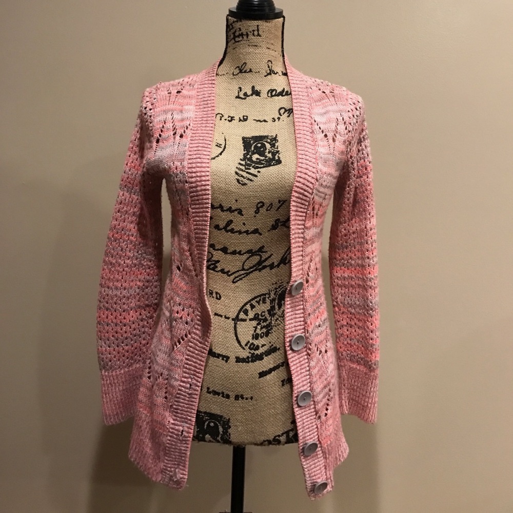 Very cute pink and gray cardigan