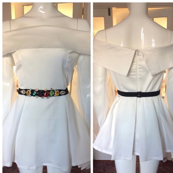 Silky White Sheer Sleeve Off The Shoulder Top - Picture 4 of 8