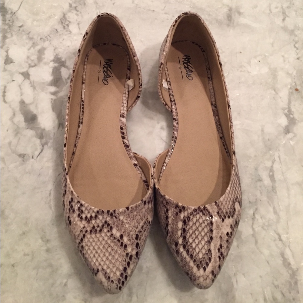 D’orsay snake print flats