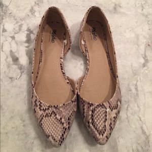 D’orsay snake print flats