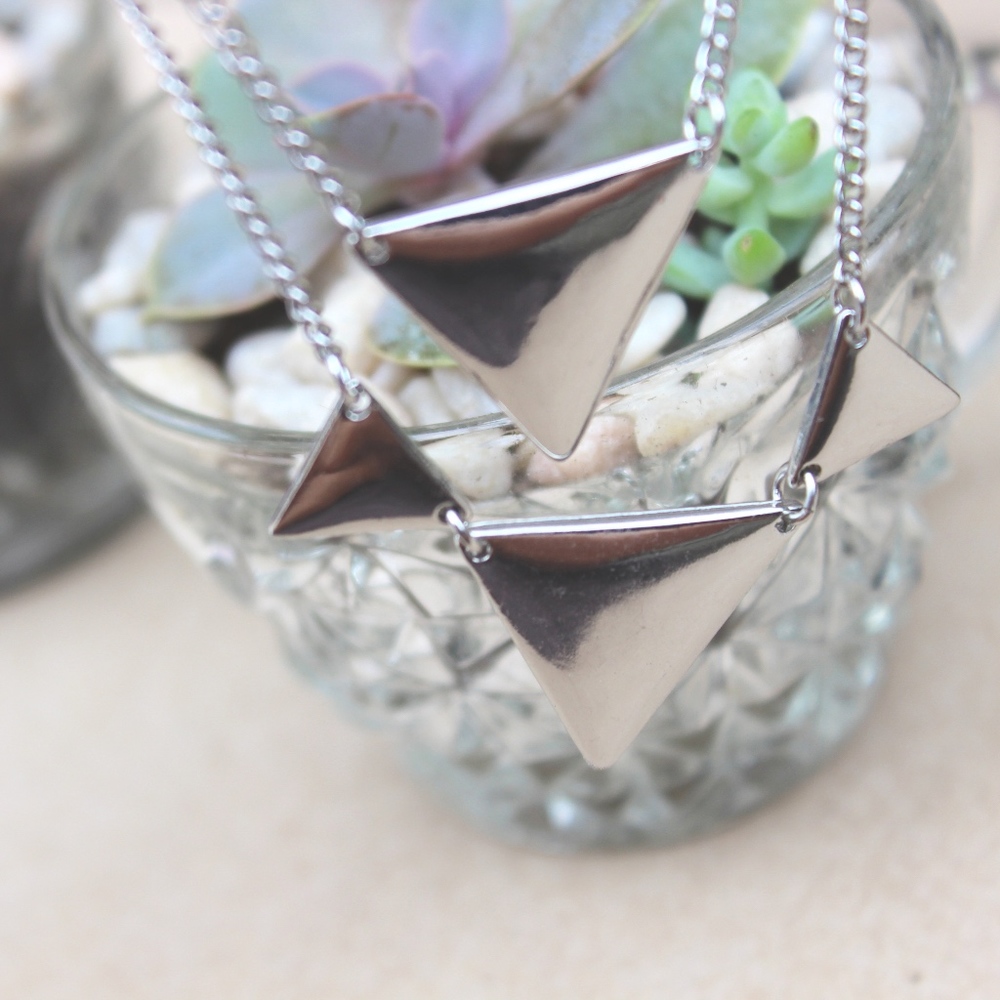 🌵Fave Vinyl Silver Triangle Necklace🌵