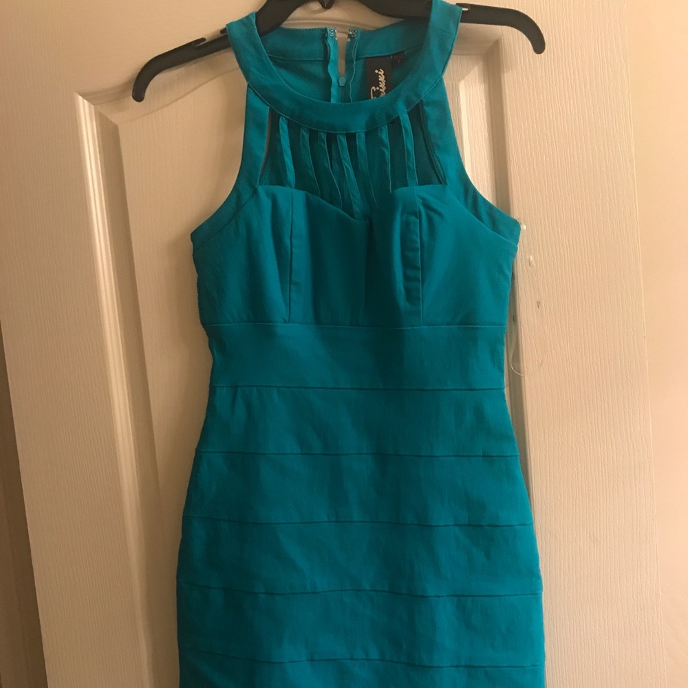 Teal simple fitted homecoming dress